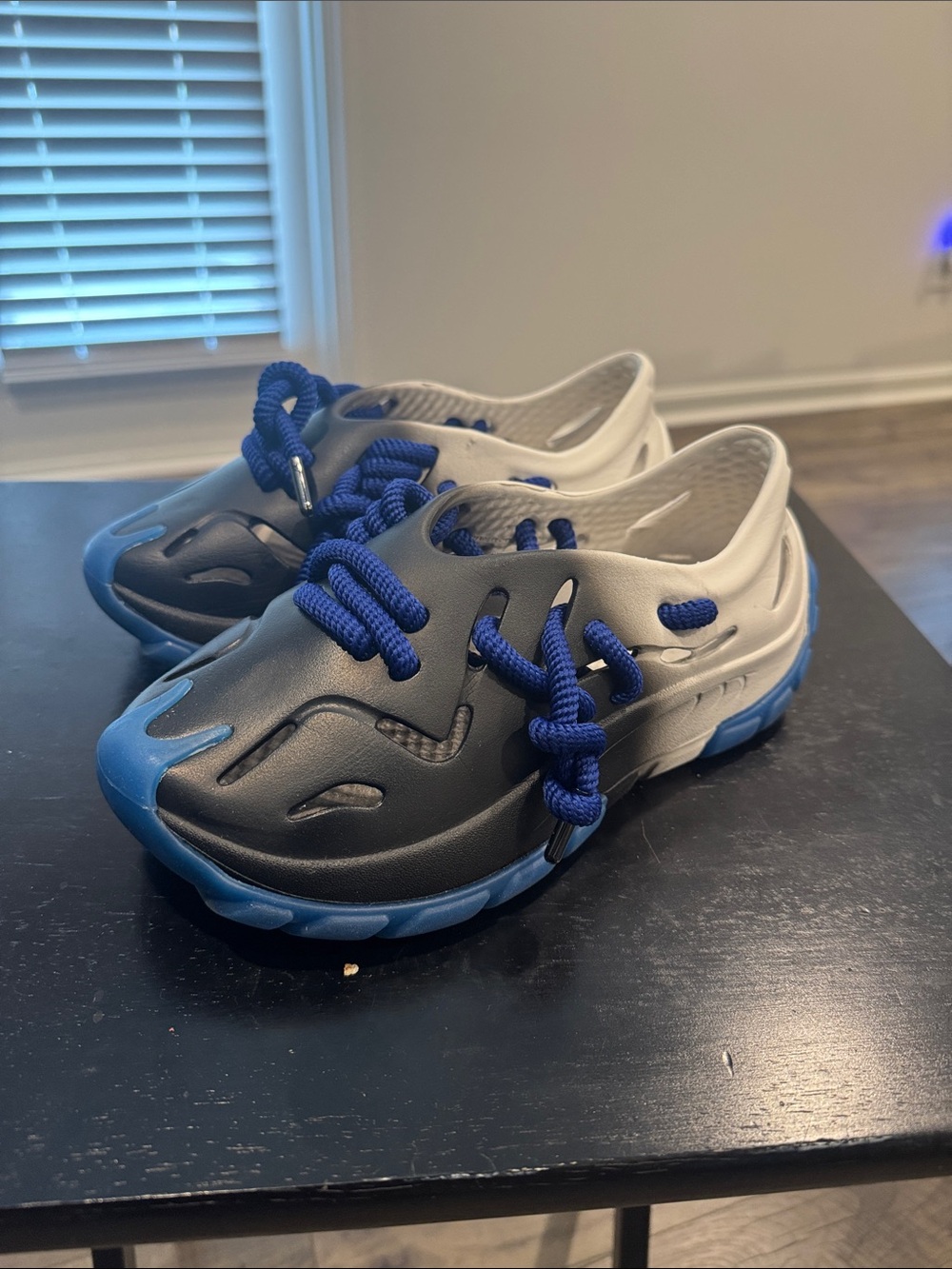 Kids Blue and Gray Sporty Slip-On Sneakers with Rope Laces